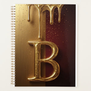 Goldener Buchstabe B Monogramm mit tropfender Meta Planer