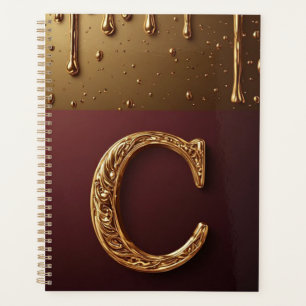 Goldener Buchstabe C Monogramm mit triefender Meta Planer