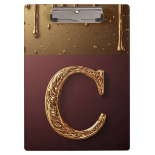 Goldener Buchstabe C Monogramm mit tropfendem Meta Klemmbrett