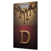 Goldener Buchstabe D Monogramm mit triefender Meta Klemmbrett (Links)