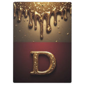Goldener Buchstabe D Monogramm mit triefender Meta Klemmbrett (Rückseite)