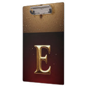 Goldener Buchstabe E Monogramm mit tropfender Meta Klemmbrett (Links)