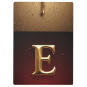 Goldener Buchstabe E Monogramm mit tropfender Meta Klemmbrett (Rückseite)