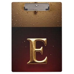 Goldener Buchstabe E Monogramm mit tropfender Meta Klemmbrett