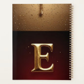 Goldener Buchstabe E Monogramm mit tropfender Meta Planer (Rückseite)