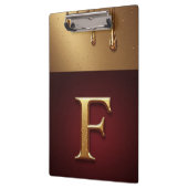 Goldener Buchstabe F Monogramm mit tropfender Meta Klemmbrett (Links)