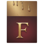 Goldener Buchstabe F Monogramm mit tropfender Meta Klemmbrett (Rückseite)