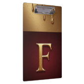 Goldener Buchstabe F Monogramm mit tropfender Meta Klemmbrett (Rechts)