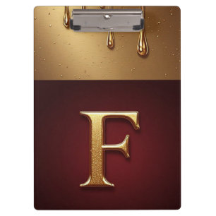 Goldener Buchstabe F Monogramm mit tropfender Meta Klemmbrett