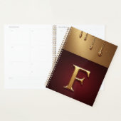 Goldener Buchstabe F Monogramm mit tropfender Meta Planer (Anzeige)