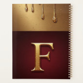 Goldener Buchstabe F Monogramm mit tropfender Meta Planer (Rückseite)
