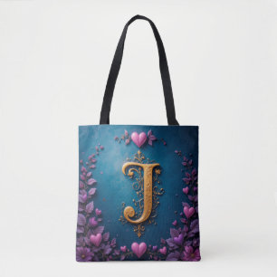 Goldener Buchstabe J Liebe Natur Inspiriertes Mono Tasche