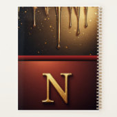 Goldener Buchstabe N Monogramm mit tropfender Meta Planer (Rückseite)
