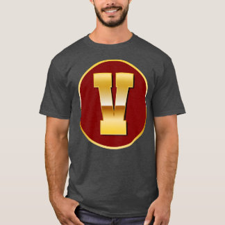 Goldener Buchstabe V T-Shirt