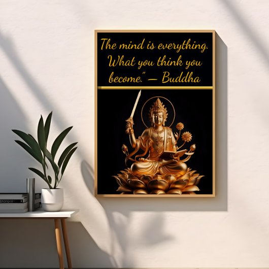 Goldener Buddha auf Lotus-Thron Poster