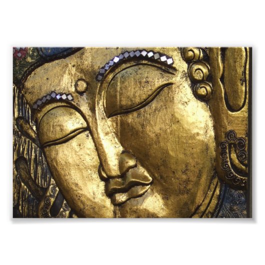 Goldener Buddha, Augen geschlossen, Vermittlung be Fotodruck (Vorne)