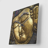Goldener Buddha, der Inspirational Liebe segnet Quadratische Wanduhr (Winkel)