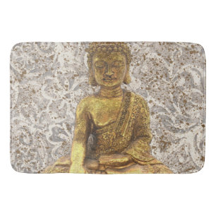 Goldener Buddha Goldene Blüten Blumen Badematte