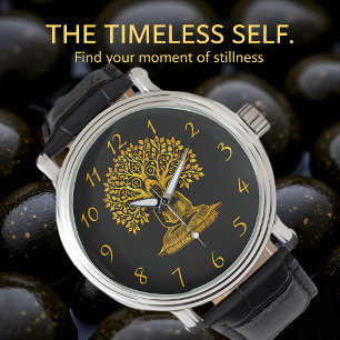 Goldener Buddha im Tal des Baumes in Friedlicher M Armbanduhr