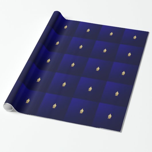 Goldener Buddha in Blau Geschenkpapier (Ungerollt)