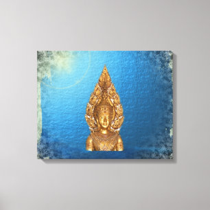 Goldener Buddha in Blau Leinwanddruck