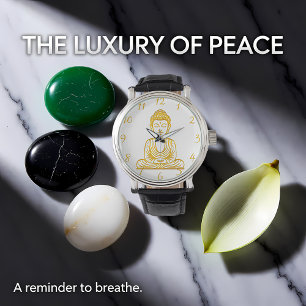 Goldener Buddha in Friedlicher Pose Armbanduhr