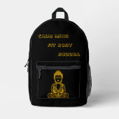 Goldener Buddha in Friedlicher Pose Bedruckter Rucksack (Vorderseite)