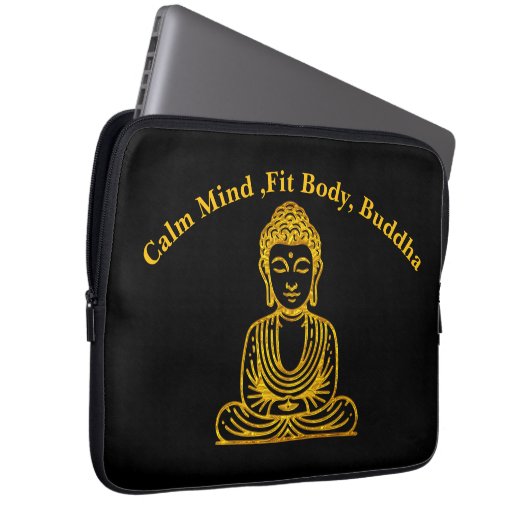 Goldener Buddha in Friedlicher Pose Laptopschutzhülle (Vorne Rechts)