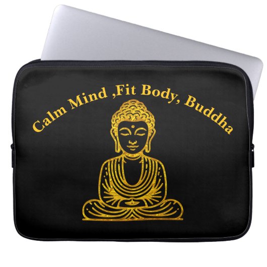 Goldener Buddha in Friedlicher Pose Laptopschutzhülle (Vorderseite)