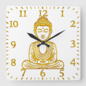Goldener Buddha in Friedlicher Pose Quadratische Wanduhr (Vorderseite)