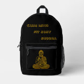 Goldener Buddha in ruhiger Pose Bedruckter Rucksack (Vorderseite)