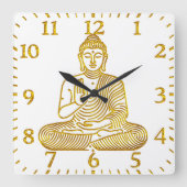 Goldener Buddha in ruhiger Pose Quadratische Wanduhr (Vorderseite)