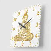 Goldener Buddha in ruhiger Pose Quadratische Wanduhr (Winkel)