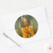 Goldener Buddha in Temple Runder Aufkleber (Umschlag)