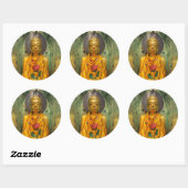 Goldener Buddha in Temple Runder Aufkleber (Blatt)