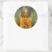 Goldener Buddha in Temple Runder Aufkleber (Tasche)