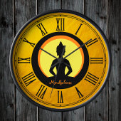 Goldener Buddha & Mindfulness, Meditation / Buddhi Runde Wanduhr