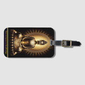 Goldener Buddha strahlt Ruhe aus. Generative KI Gepäckanhänger (Vorderseite (Horizontal))