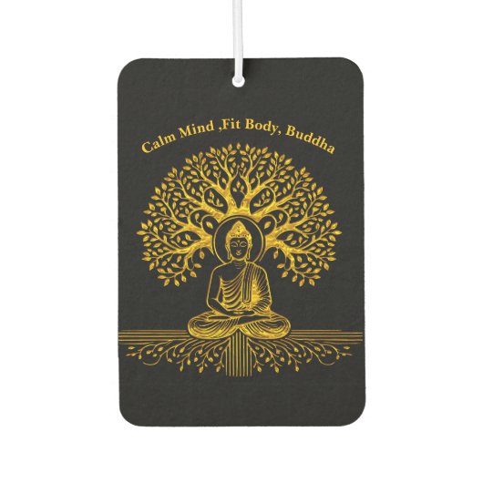 Goldener Buddha umgeben von faszinierenden Blätter Autolufterfrischer (Vorderseite)