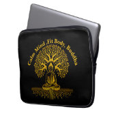 Goldener Buddha umgeben von faszinierenden Blätter Laptopschutzhülle (Vorderseite Links)