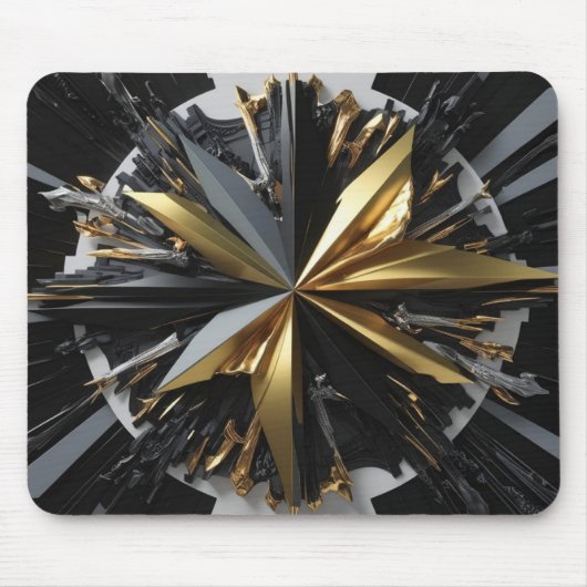 "Goldener Burst: Futuristischer Star Mousepad (Vorne)