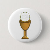 Goldener Chalice und Gastgeber - Heilige Kommune Button (Vorderseite)