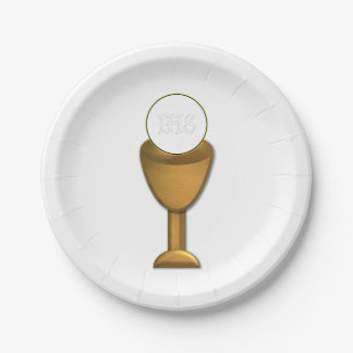 Goldener Chalice und Gastgeber - Heilige Kommune Pappteller