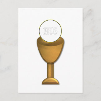 Goldener Chalice und Gastgeber - Heilige Kommune Postkarte