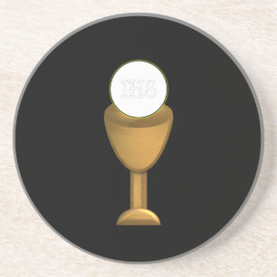 Goldener Chalice und Gastgeber - Heilige Kommune Sandstein Untersetzer
