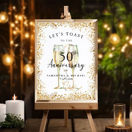 Goldener Champagner 50. Hochzeitstag Willkommen Poster