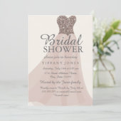 Goldener Champagner Shimmer Glitzer Gourmet Brautp Einladung (Stehend Vorderseite)