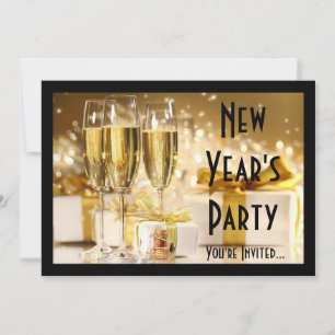 Goldener Champagner - Silvester Einladung