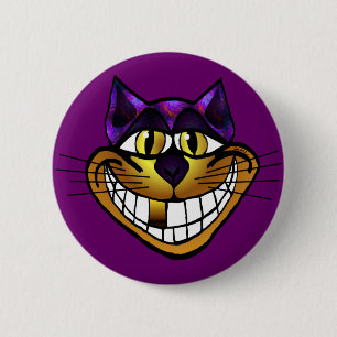 Goldener Cheshire-Katzen-Knopf Button