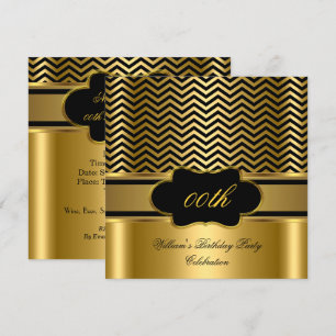 Goldener Chevron Gold Schwarz Streifen Geburtstags Einladung